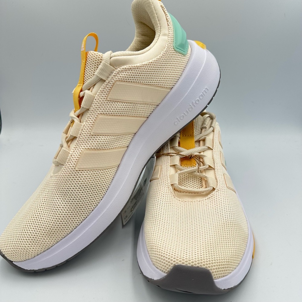 Adidas Racer TR23 Womens Mesh Athletic Shoes, Cream Yellow Mint 9.5W Tried on‎